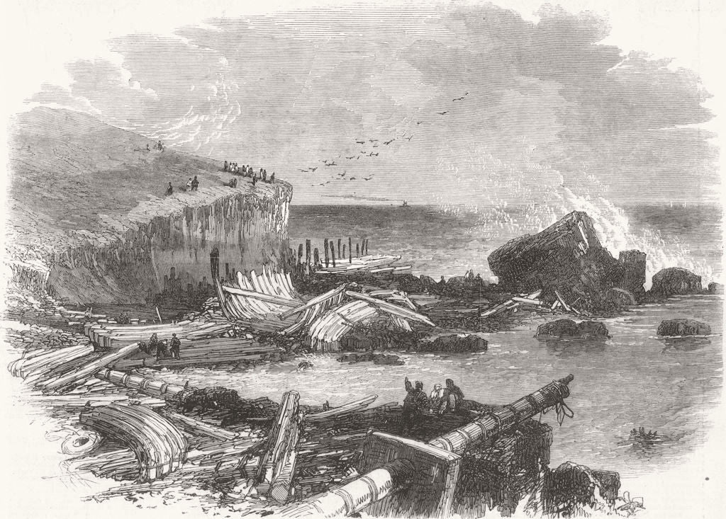 IRELAND. Shipwreck in Ballymacotter Bay 1865 old antique vintage print picture